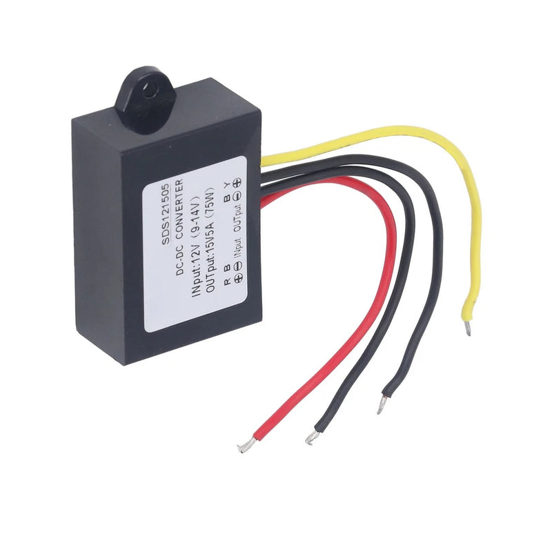DC to DC boost converter module with 4 colored leads and input connector