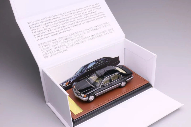 WTX 1:64 600SEL W140 Black/Gray Alloy Car Model Collectible Gift