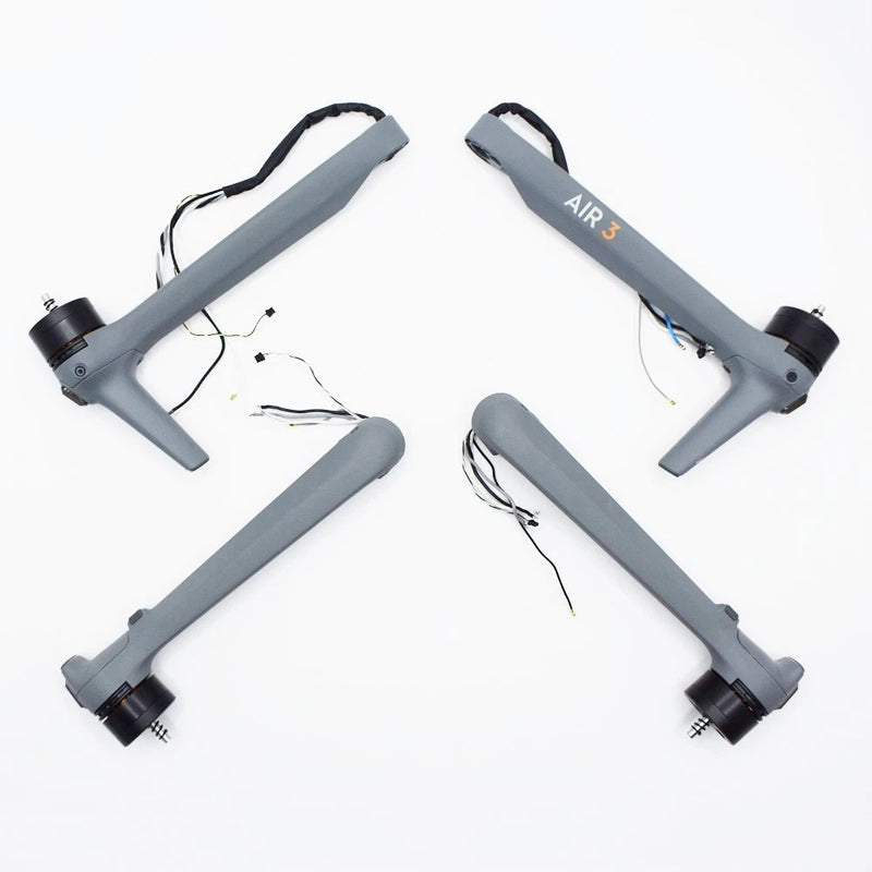 Grey DJI AIR 3 drone replacement motor arms with prop mounts and wiring, 4-piece set