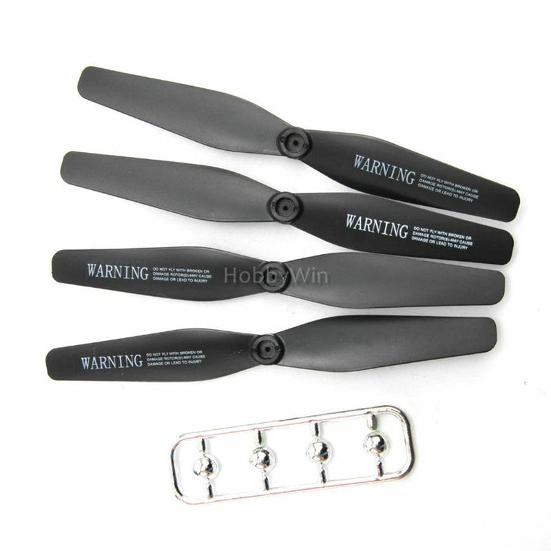 Black drone propeller blades set with 4 blades and mounting screws