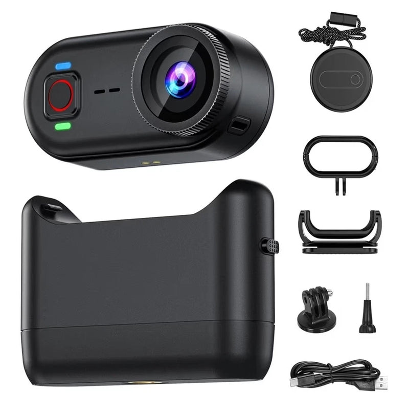 4K Thumb Action Camera WiFi Wearable POV Cam + Charging Action Pod 64GB Vlogging