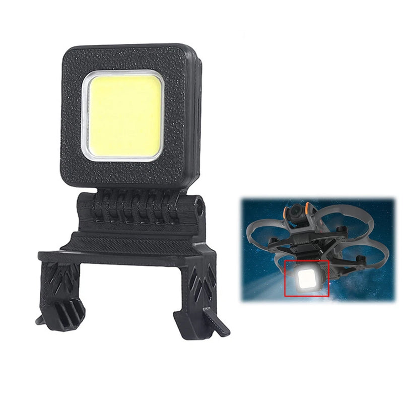 Black square LED warning light accessory with clamp for drone