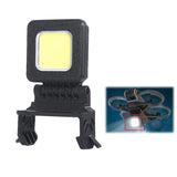 Black square LED warning light accessory with clamp for drone