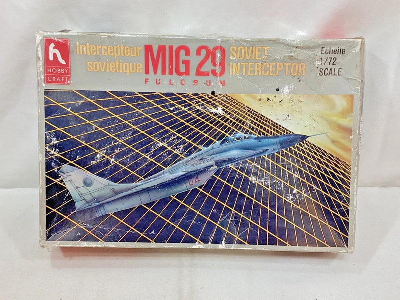 Soviet MiG-29 model kit box, 1:72 scale aircraft interceptor artwork