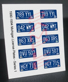 1990 - 1994 MICHIGAN miniature LICENSE PLATES for 1/25 scale MODEL CARS¡ªREAD