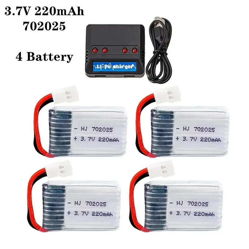 4¡Á 3.7V 220mAh Lipo Battery XH2.54 plug For Syma X4 X11 X13 RC Quadcopter drone