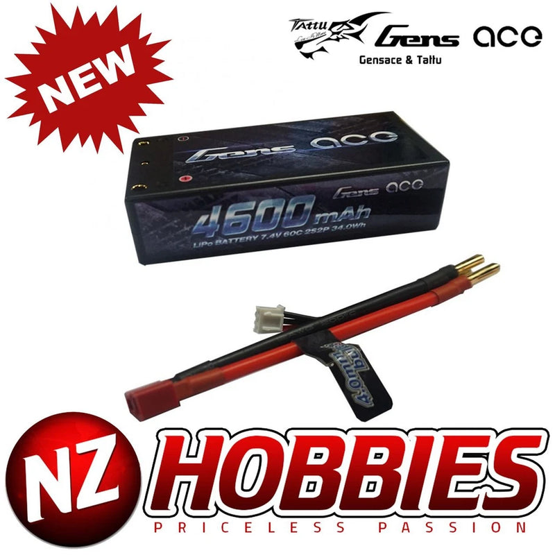 Gens ace 4600mAh 7.4V 60C 2S 2P HardCase Lipo Battery Shorty Pack w/ Deans Conne Battery