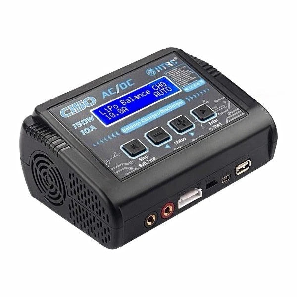 HTRC C150 AC/DC LiPo Balance Battery Charger w/ Cables & Adapter Leads Battery