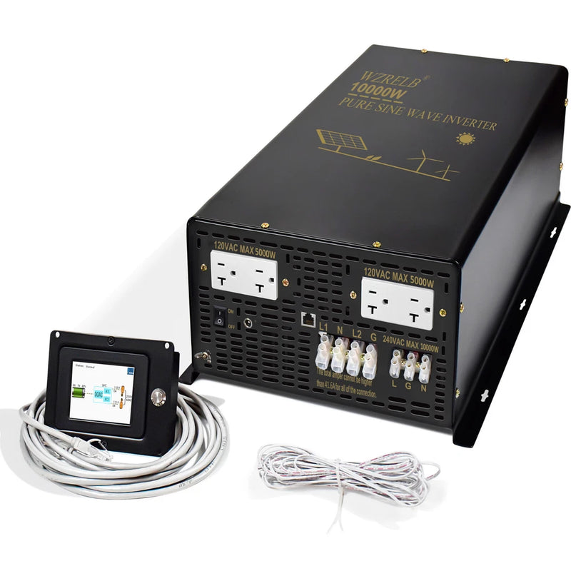 10000W Split Phase Inverter Pure Sine Wave 36V to 120V 240V Solar Home LCD Wired