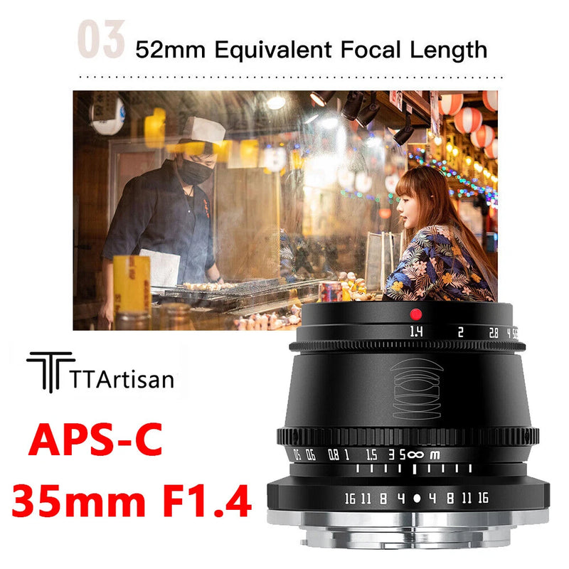 TTArtisan 35mm F1.4 Manual Focus Lens for Sony Fujifilm Canon M4/3 Mount Cameras