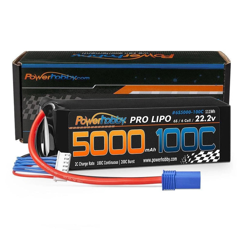 6S 22.2V 5000mAh 100C EC5 Soft Case Lipo Battery Powerhobby PHB6S5000100EC5 Battery