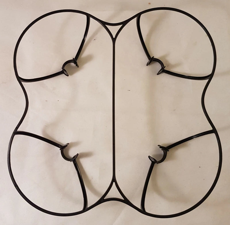 Black training cage frame with four curved guard segments and four mounting points