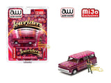 1957 CHEVROLET SUBURBAN LOWRIDER PINK 1/64 DIECAST MODEL AUTO WORLD CP8021