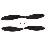 Pair of 14-inch carbon fiber quadcopter propellers with small hardware pieces