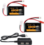SCX24 Battery 7.4V 1200mAh Lipo Battery 2S 35C Burst 70C with PH2.0 JST Plug Battery