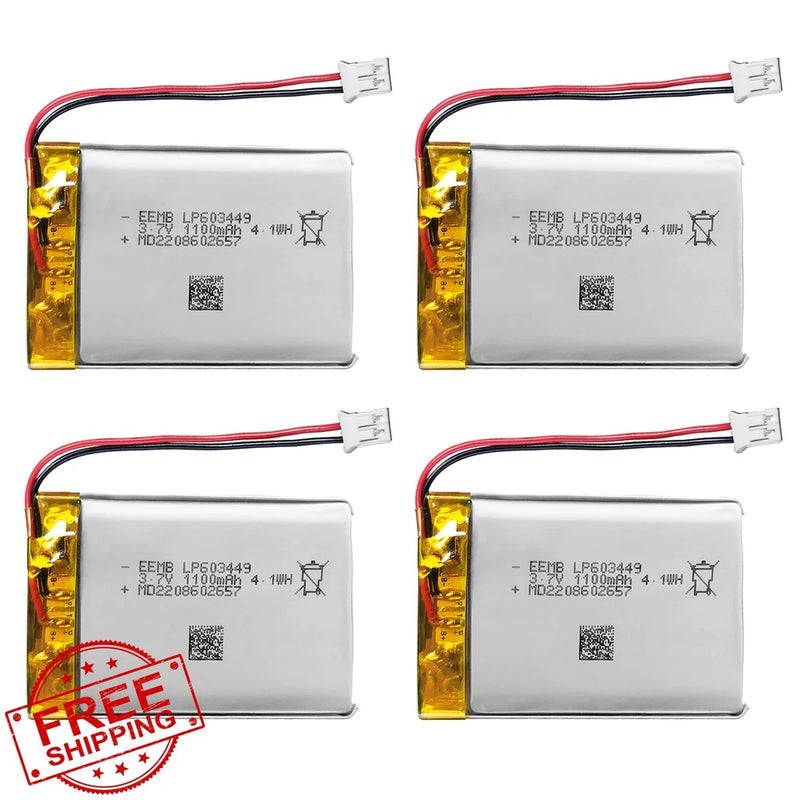 EEMB 4PACK 3.7V 1100mAh Lipo Battery 603449 JST Connector Development Board S...
