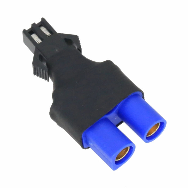 Black RC battery adapter with dual blue female connectors, no-wire design