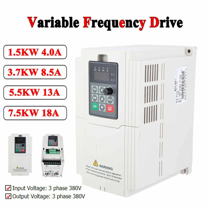 380V 10HP 7.5KW Variable Frequency Drive Converter 3Phase Input &Output Inverter