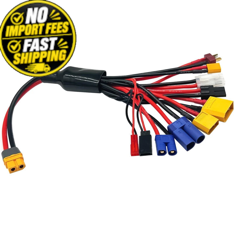 RC Lipo Battery Charger Adapter Connector Splitter Wire 10 in 1 Octopus Black Battery