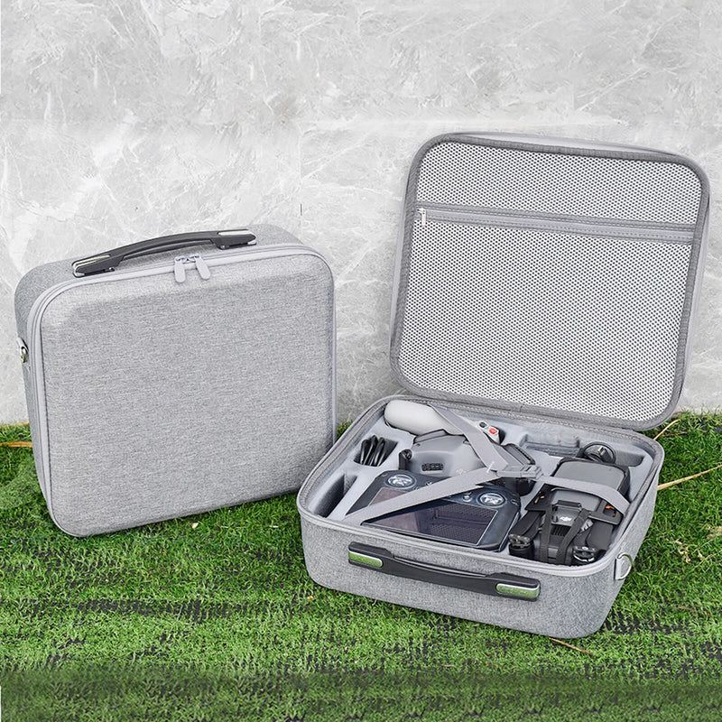 Shockproof carrying case bag, gray with zipper, open top and molded interior