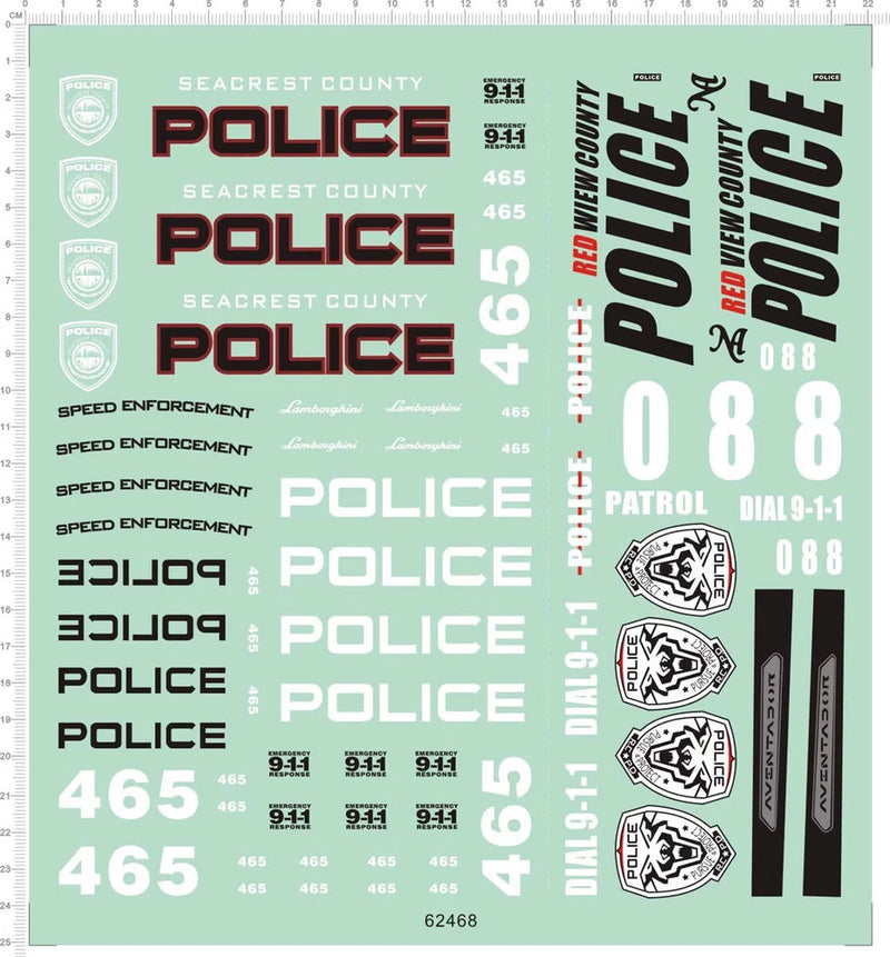 1/10 1/12 US Police Motor Motorcycle RC Car Markings Model Kit Water Slide Decal