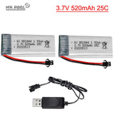 2Pcs 3.7V 520mAh 25C Lipo Battery with charegr for Hubsan H107P RC Camera Drone