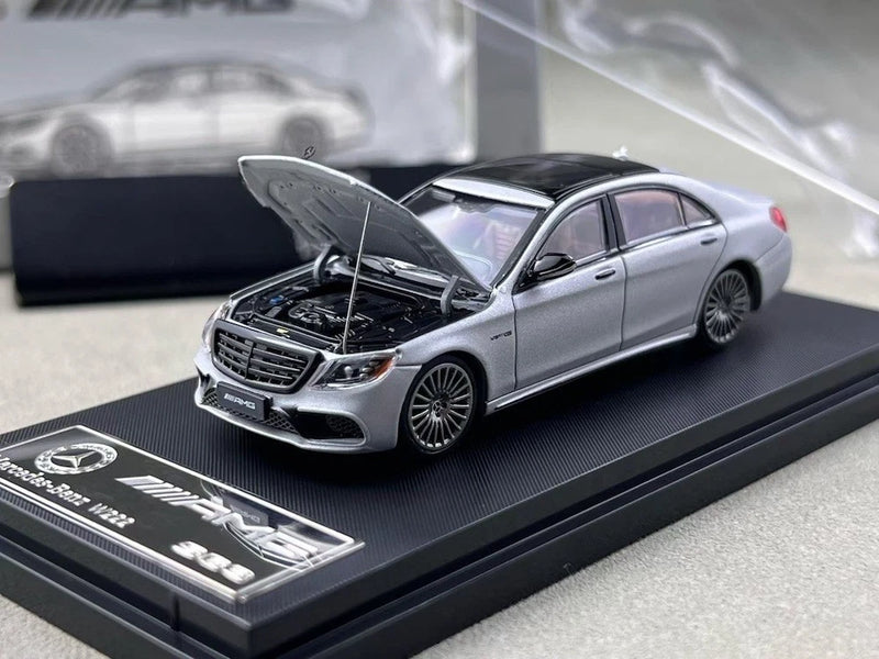 AL RM 1:64 Silver S63 W222 V12 Luxury Sedan Sports Model Diecast Collect Car