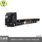 1/64 GCD Benz Actros Gigaspace Black Trailer Truck Diecast Model Car