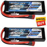 NHX 3S 4500mAh 50C LiPo battery pack with DEANS connector, red/black leads