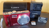 Panasonic LUMIX DMC-ZS7 12.1MP Digital Camera Red / 16GB Battery Charger Tested