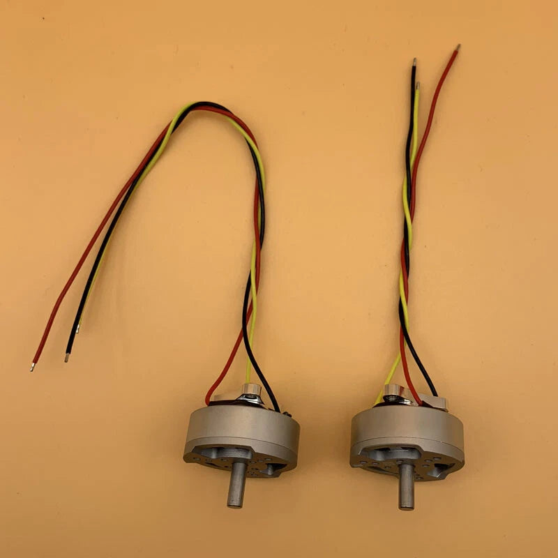 FPV drone replacement motor set with colored wires and mounting bolts