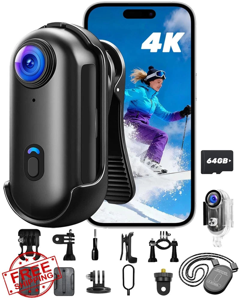 JIALAIWOWO 4K Action Camera w/ 64GB Card, Wi-Fi, Waterproof Case