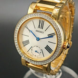 Working / Battery SEIKO Small Seconds Stone Bezel Blue Hands Overseas Model Battery