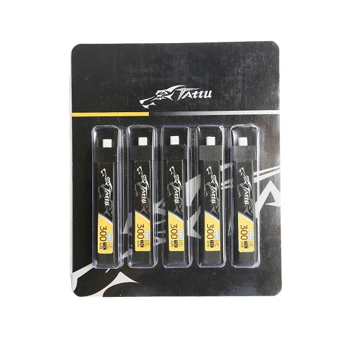 300mAh 1S1P 3.8V 75C High Voltage Lipo Battery With JST-PHR 2.0 Plug (Pack of 5)
