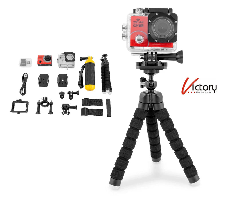NWOB Explore One 4k Action Camera Kit  w/Wi-Fi | 88-83021 | Tripod - 32GB Memory