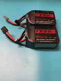Black CNHL LiPo battery pack set, 2x1500mAh 22.2V, with balance leads