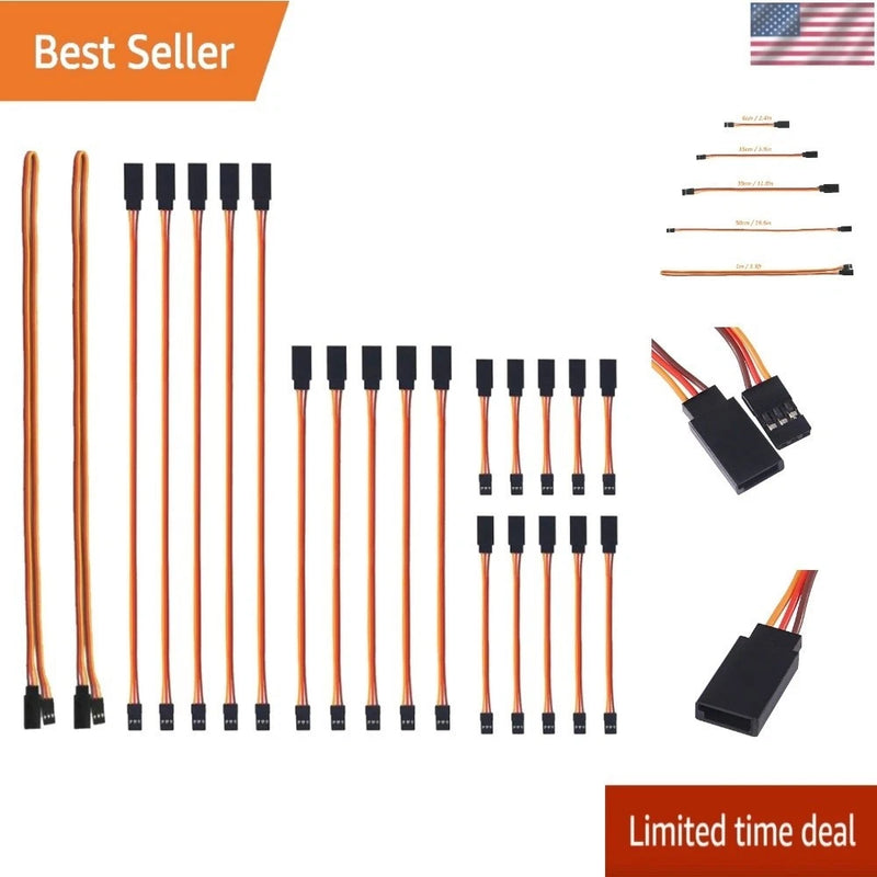 22pcs 3Pin Servo Extension Cable Cord Male to Female Wire Connectors 5 Types for Converter