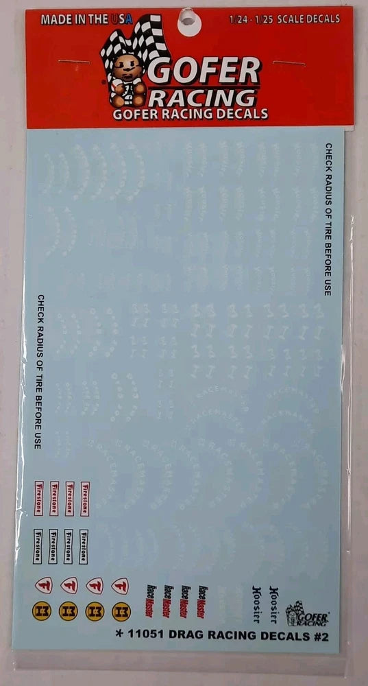 GOFER RACING DECALS Drag Racing tire logos # 2 SHEET 1:24 1:25 CAR MODEL 11051