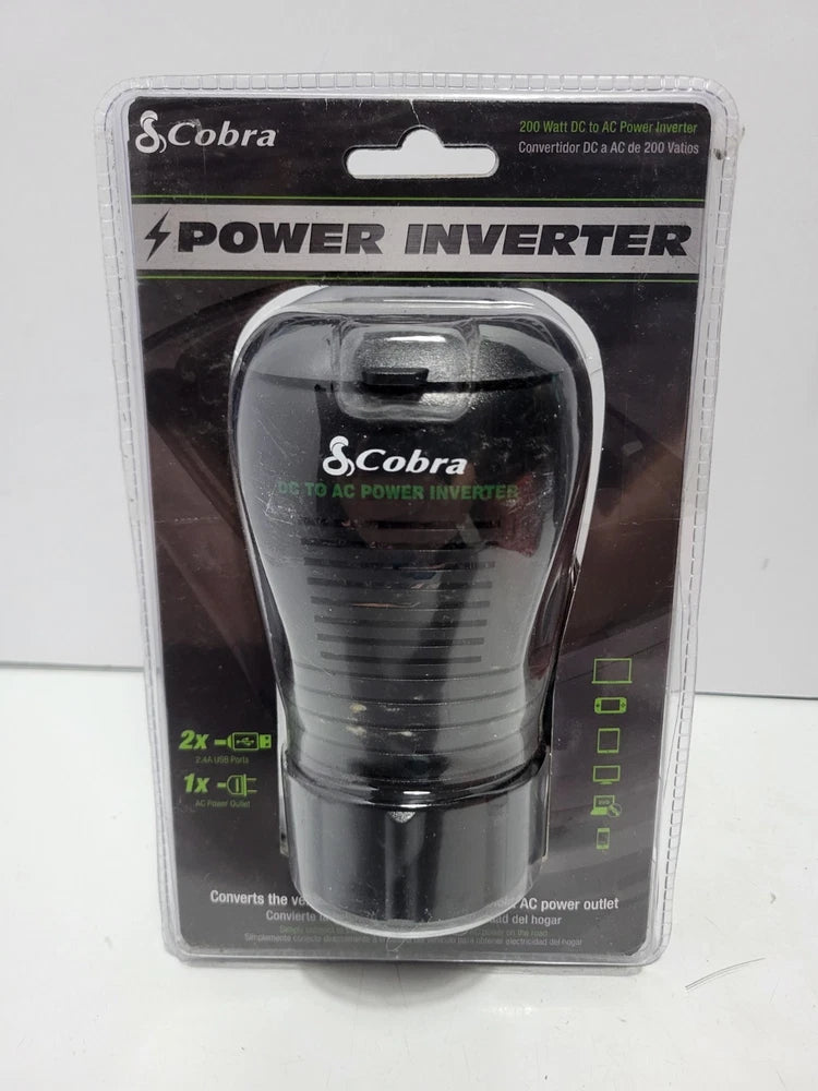 Cobra Portable Power Inverter, Cupholder Fit Car Cigarette Plug 12v DC to 110 AC