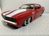 JADA BIGTIME MUSCLE BTM 1969 CHEVY CAMARO Z28 RED / WHITE 1:24 MODEL NEW NO BOX