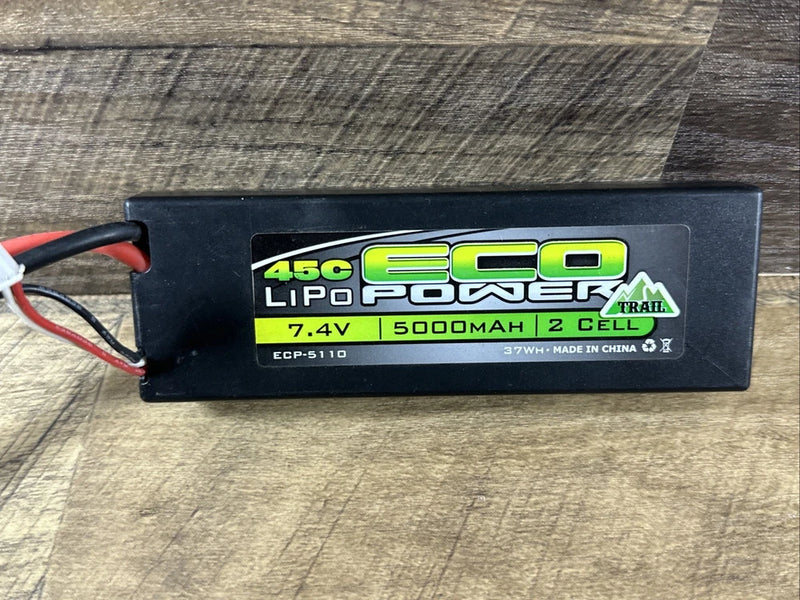 EcoPower Trail 2S 45C Hard Case LiPo Battery 7.4V/5000mAh deans Plug Test Video! Battery
