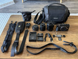 Panasonic LUMIX GX1 Camera Bundle w/ 20mm, 14-42, 45-150 Lenses, Bag & Extras