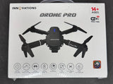 Boxed RC drone Pro with HD WiFi camera, shown in black quadcopter design