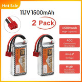 2x 11.1V 3S 1500mAh LiPo Battery 40C Deans T Plug for RC Car Airplane Helicopter