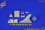 Gray F-16A/B MLU detail parts set with fuselage, fins, and intake pieces