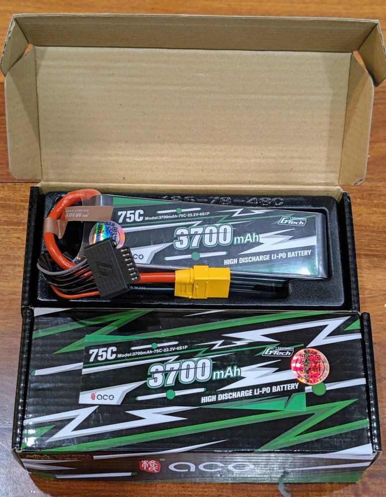 Gens Ace G-tech 3700mAh 75C 22.2V 6S Lipo Battery XT90 RC heli airplane Battery
