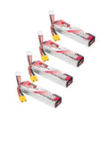 Set of four 2S 7.6V LiPo RC batteries with white balance plugs and yellow connectors