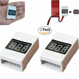 2X RC Lipo Battery Low Voltage Alarm Tester 1S-8S Buzzer LED Volt Meter Portable