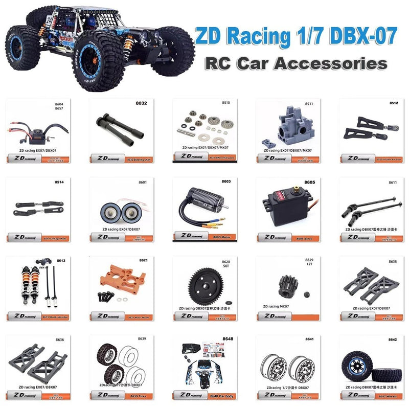 ZD Racing DBX-07 RC Car Parts Wheel hub Battery ESC Motor Steering Cup Shell