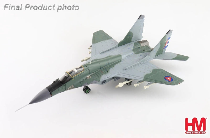 Green MIG-29A fighter jet model with Cuban-style markings, 1/72 scale.